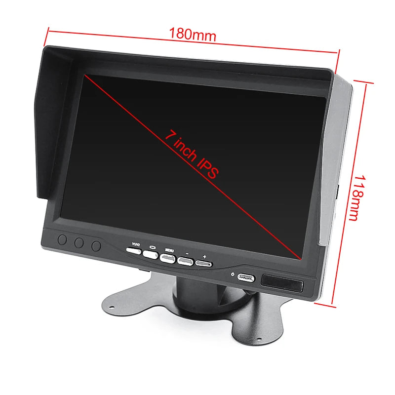 2CH 1920*1080P 7 Inch IPS Screen Car Truck Bus AHD DVR Monitor with Digital Video Recorder for Front Rear Reverse Backup Camera