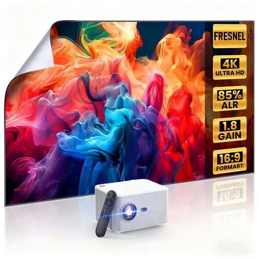 Built in Streaming Smart Projector and Fresnel 85% Alr Screen, Daylight Screen 100% Srgb Support 8K/4K, Home Projector Wifi 6 Bluetooth 5.4