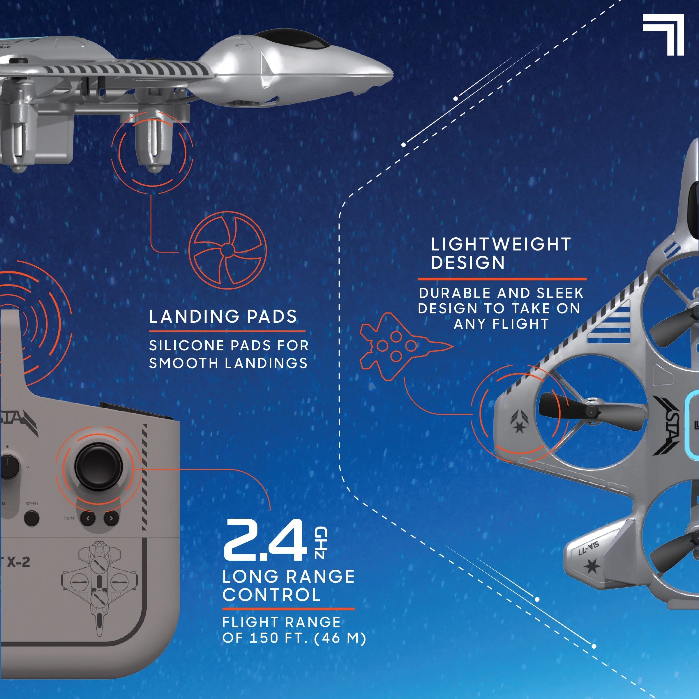 Extreme Jet High-Performance Remote Control Drone with 2.4 Ghz Long Range Wireless Control, Grey