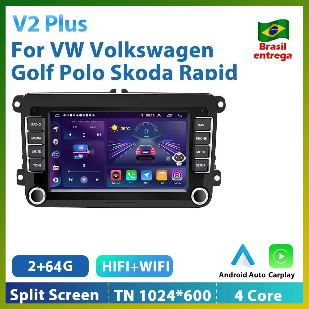 Podofo 2 Din Android 11 Radio Car Multimedia Player Carplay for Vw/Volkswagen/Golf/Polo/Tiguan/Passat/B6/Seat/Leon/Skoda/Octavia