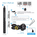 Motorcycle Handlebar Mount Invisible Adjustment Selfie Stick Bicycle Monopod for Gopro DJI Insta360 One R Camera Accessory