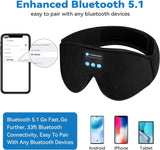 Sleep Headphones Eye Mask, 20-27 Adjustable Music 3D Sleep Mask Upgraded, Wireless Sleeping Headphones for Side Sleepers, Handsfree for Meditation Insomnia Travel(Black)