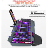 Ergonomicwired Gaming Keyboard with RGB Backlight Phone Holder