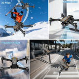 Drone with 4K Camera VR, FPV Drone Quadcopter with Brushless Motor, Headless Mode, Optical Flow, Altitude Hold, Foldable Mini Drone for Adults/Kids, Black