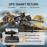 DEERC D75 GPS Drone with 4K Camera for Adults, Brushless Motor, Auto Return Home, 2 Batteries, Black