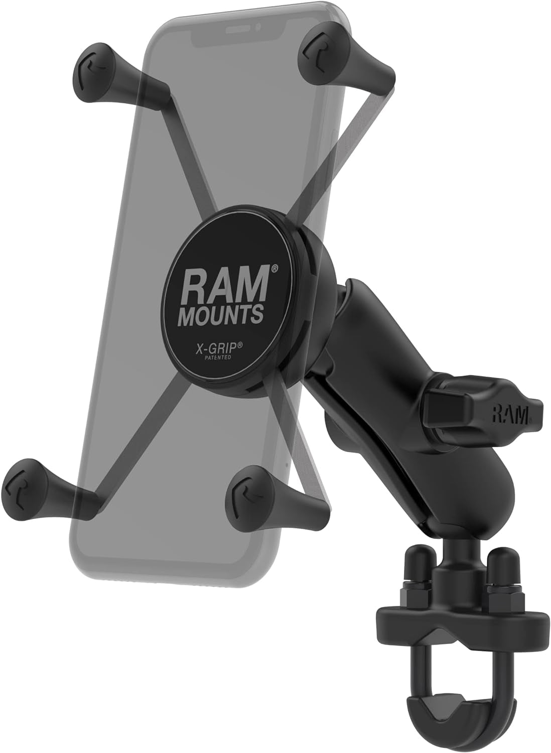 X-Grip Large Motorcycle Phone Mount with Handlebar U-Bolt Base, Medium Arm, Universal Bike & ATV Smartphone Holder RAM-B-149Z-UN10U