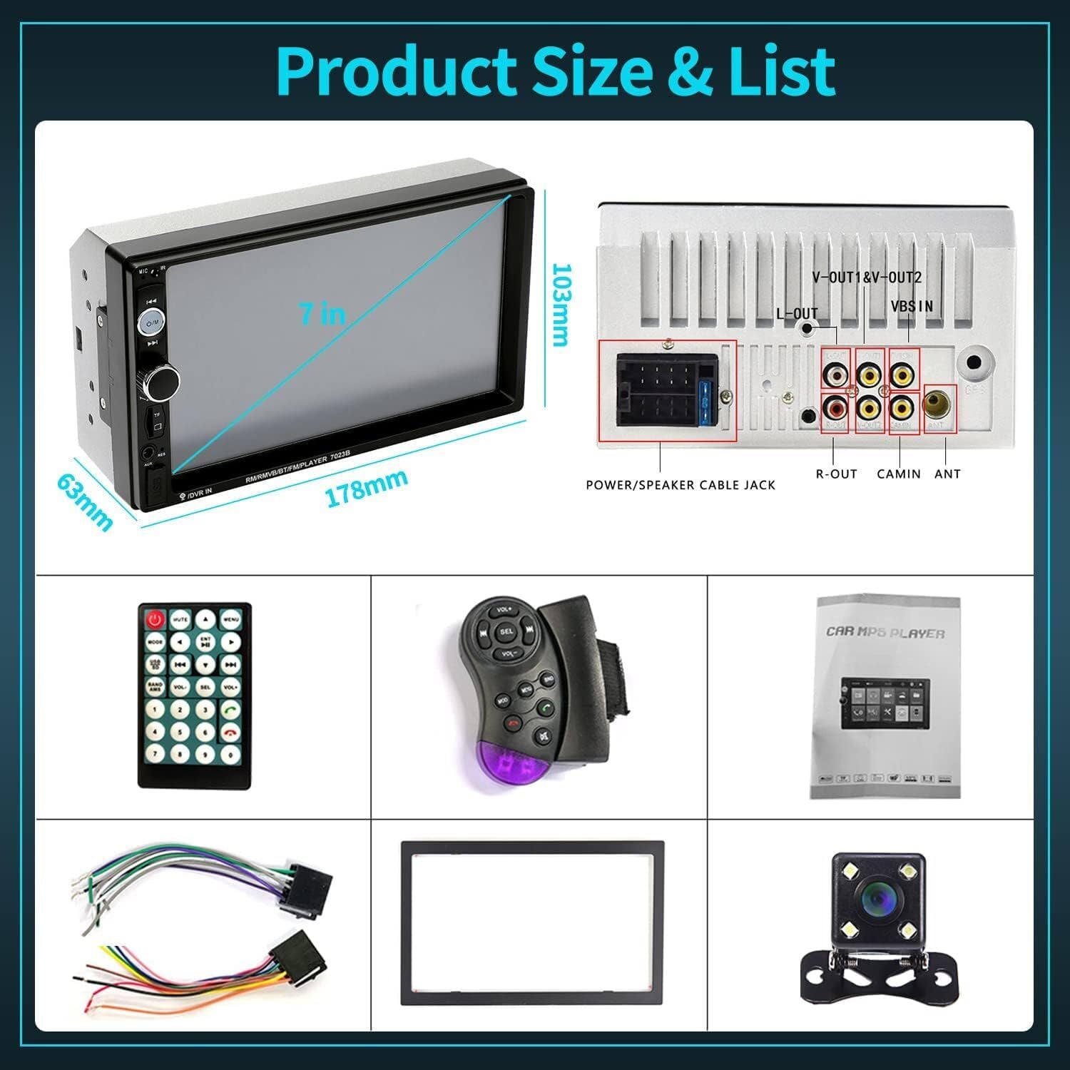 Pantalla HD Radio Bluetooth Para Carro Auto Con Camara De Reversa Retroceso 2026