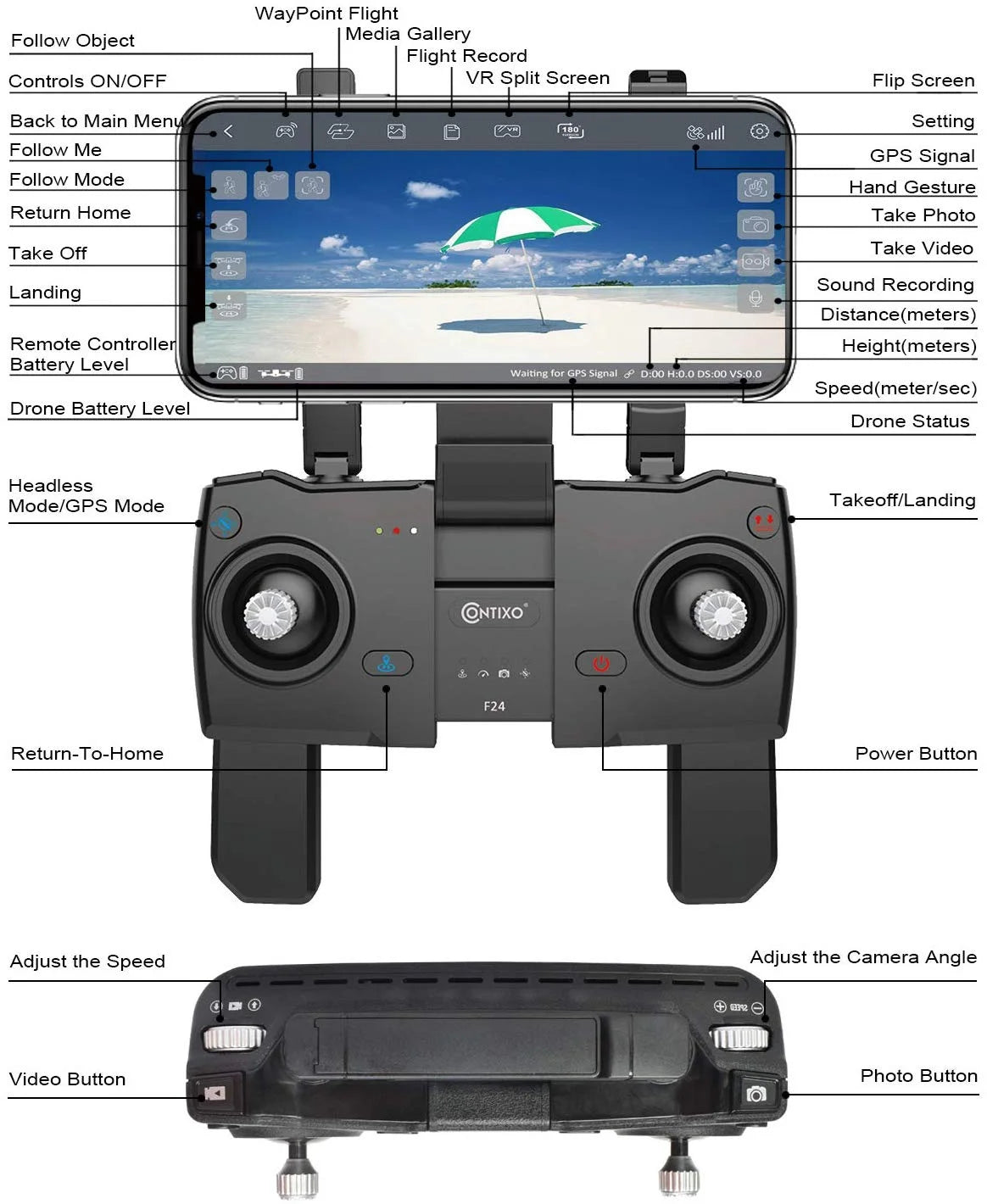 F24 Pro GPS Drone with Camera, 4K RC Drone with 30-Min Flight and 1600 Ft Range, Foldable, Black