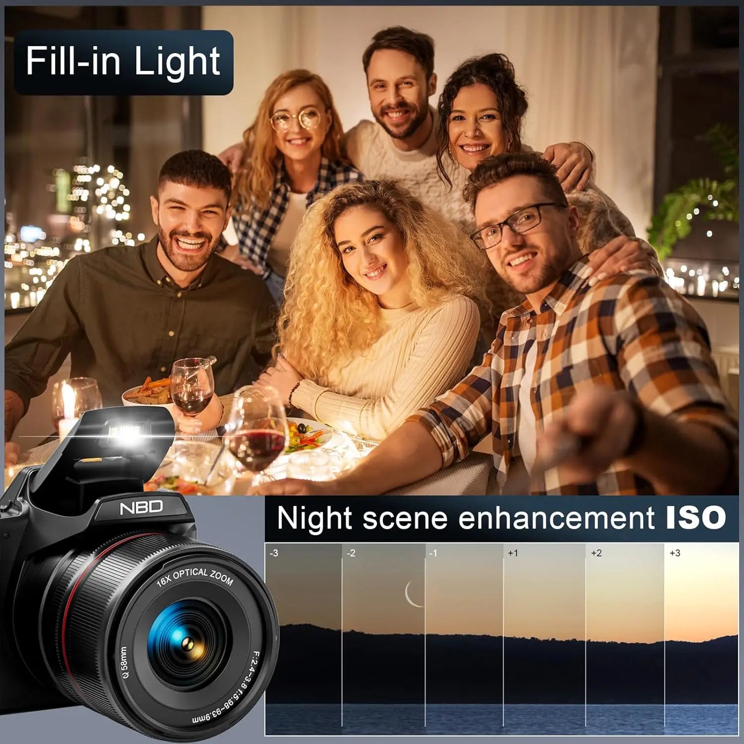 5K Digital Cameras for Photography, 16X Optical Zoom Camera with Wifi & App Control,64Mp Vlogging Camera with 3-Inch Screen