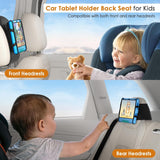 2 Pack Universal Tablet Holder - Compatible with 7-12.9 Inch Tablets & Switch Game Machine - Car Headrest Mount with Adjustable Angle & Safe Silicone Holder - Fits Most Cars