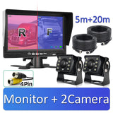 1920*1080 Recording DVR 2 Truck Backup Camera AHD Night Vision with 7" Vehicle Rear View Monitor Support SD Card