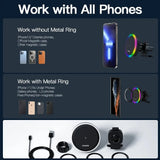 RGB Magnetic Car Phone Holder Qi 15W Wireless Charger Car for Iphone 14 13 Pro Max Samsung Phone Holder Stand