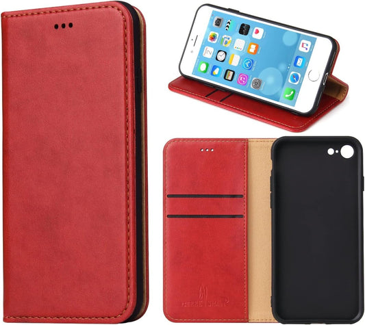 Wallet Case for Iphone SE 2020,For Iphone 7,Iphone 8 Case,Premium Magnetic Wallet PU Leather with Stand Card Holders Folio Flip Cover for Iphone 7/Iphone 8/Iphone SE 2020-Red