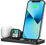 Portable 3 in 1 Charging Station for Apple Devices Foldable for Apple Watch 7/6/SE/5/4/3/2/1 for Iphone Airpods Pro3/2/1 Charging Stand Black