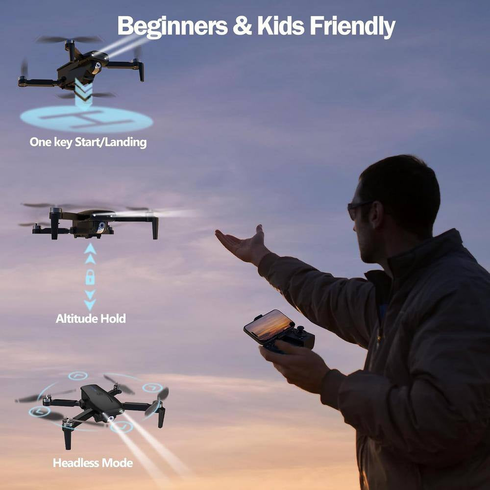 Drone with Camera for Adults Beginner Foldable 2.4 Ghz FPV Drone 249G 26-Mins Flight Time Brushless Motor, Orange Finish