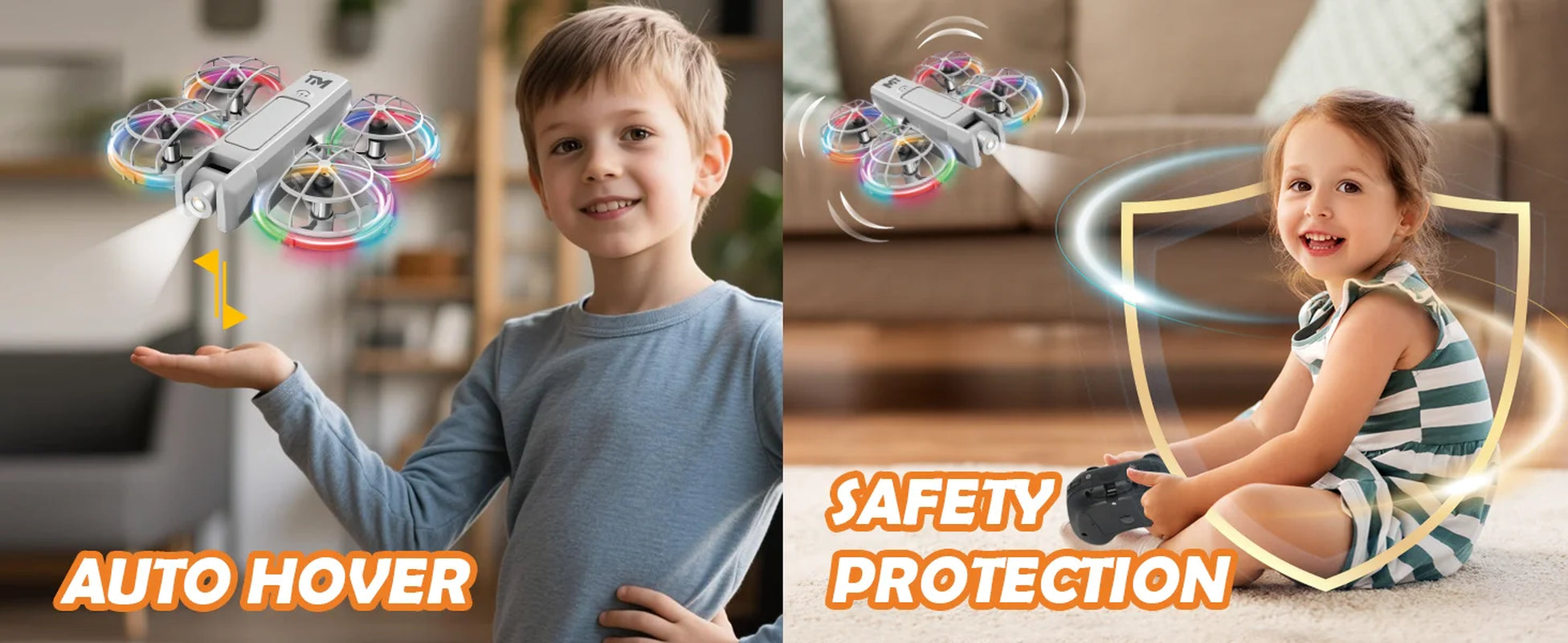 Mini Drone for Kids, Beginner-Friendly Quadcopter with 20 Colorful LED Light Modes, 3D Flips, Headless Mode, Propeller Guards, 2 Rechargeable Batteries
