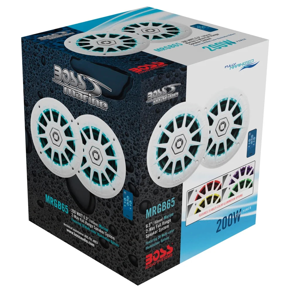Boss Audio 6.5" MRGB65 Speakers W/Rgb Lighting - White - 200W
