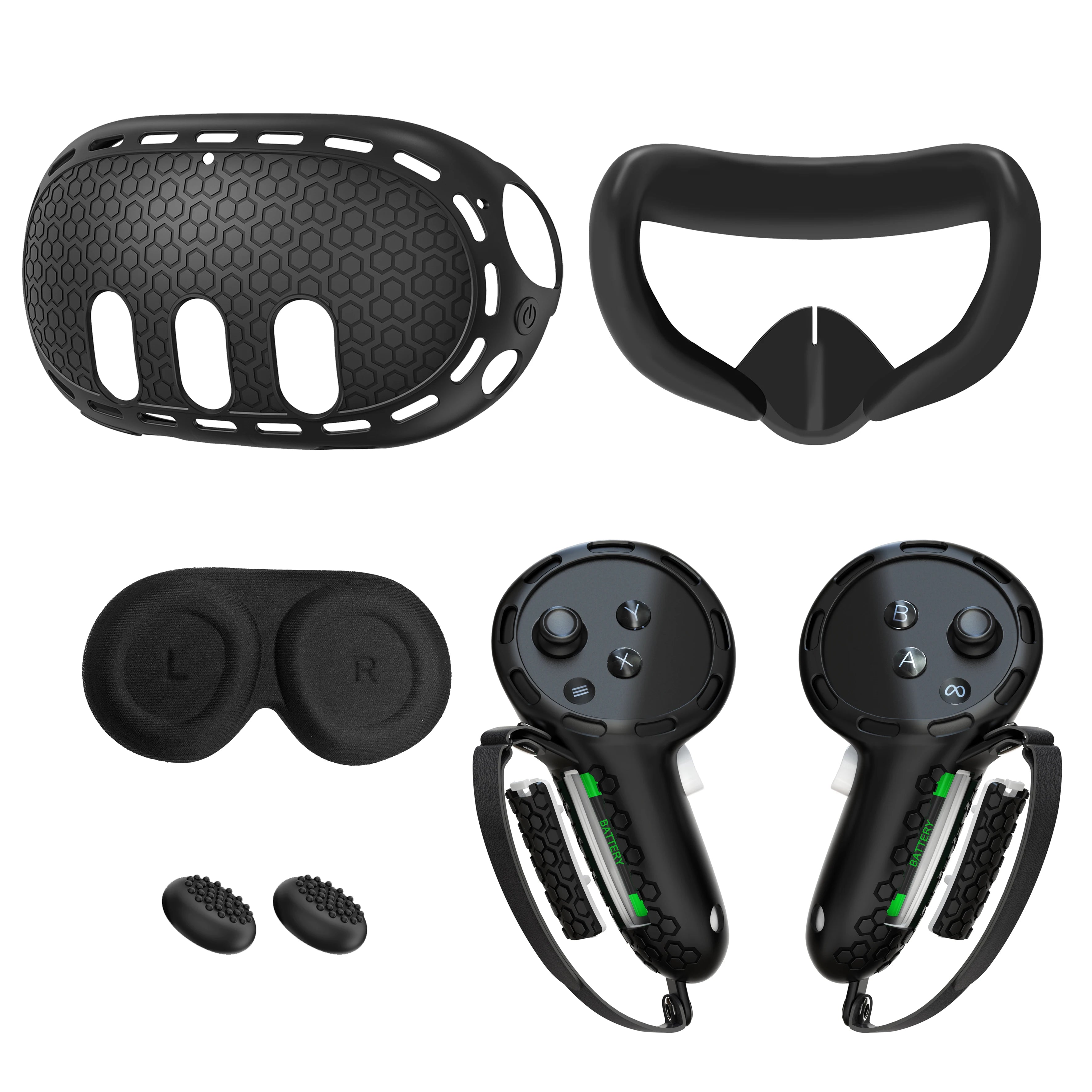 10-In-1 Soft Silicone Controller Case for Meta Quest 3 /3S Headset Grip Protector with Battery Cover for Quest 3/3S Accessories
