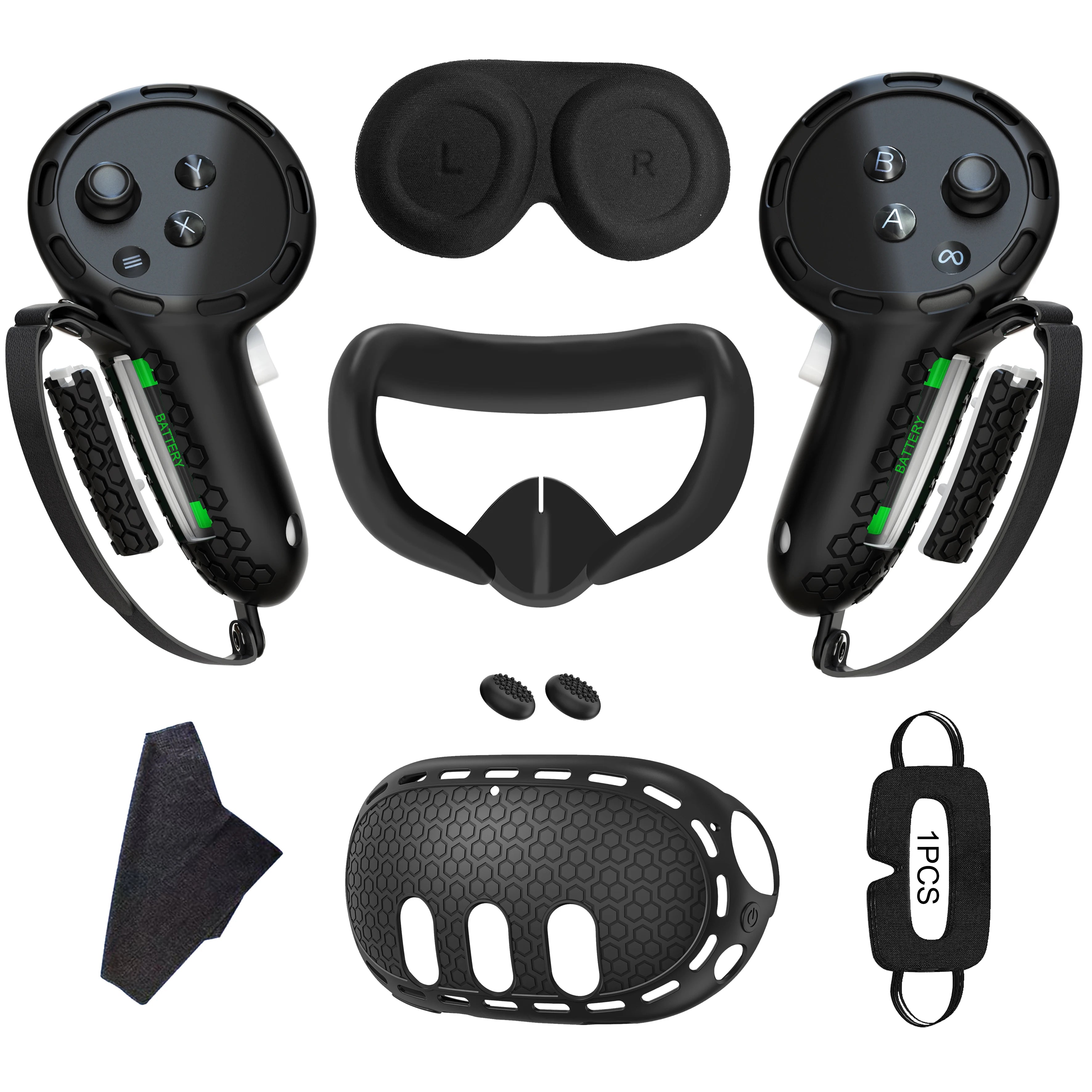 10-In-1 Soft Silicone Controller Case for Meta Quest 3 /3S Headset Grip Protector with Battery Cover for Quest 3/3S Accessories