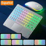 For Ipad Keyboard Tablet Phone Bluetooth Keyboard with Touchpad Rechargeable Backlit Korean Spanish Keyboard for Android/ Window