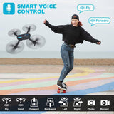Drone with 1080P Camera for Beginners and Kids Foldable Remote Control with Voice Control Gestures Selfie One Key Start