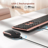 Wireless Keyboard and Mouse Combo, Rechargeable Quiet Keyboard Mouse, Sleek and Ultra Thin Design, Full-Size with Number Pad for Windows, Laptop, PC, Notebook, Desktop (Rose Gold & Black)