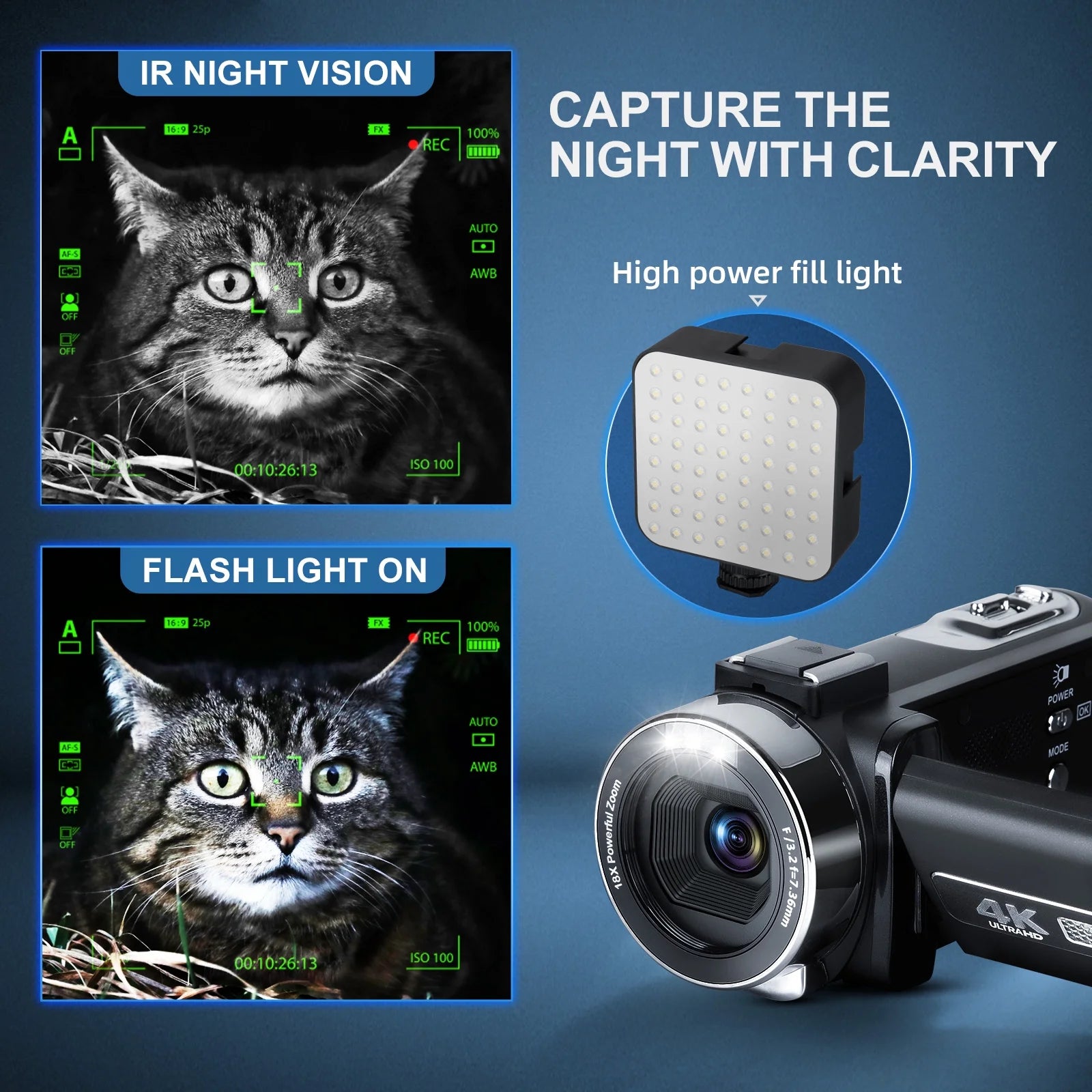 4K Video Camera Camcorder UHD 48MP Wifi IR Night Vision Vlogging Camera for Youtube