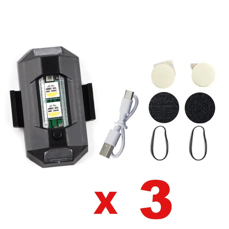 Universal LED Strobe Lights Motorcycle/Bike/Aircraft/Drone anti Collision Warning Light Night Flying Blinking Signal Indicator