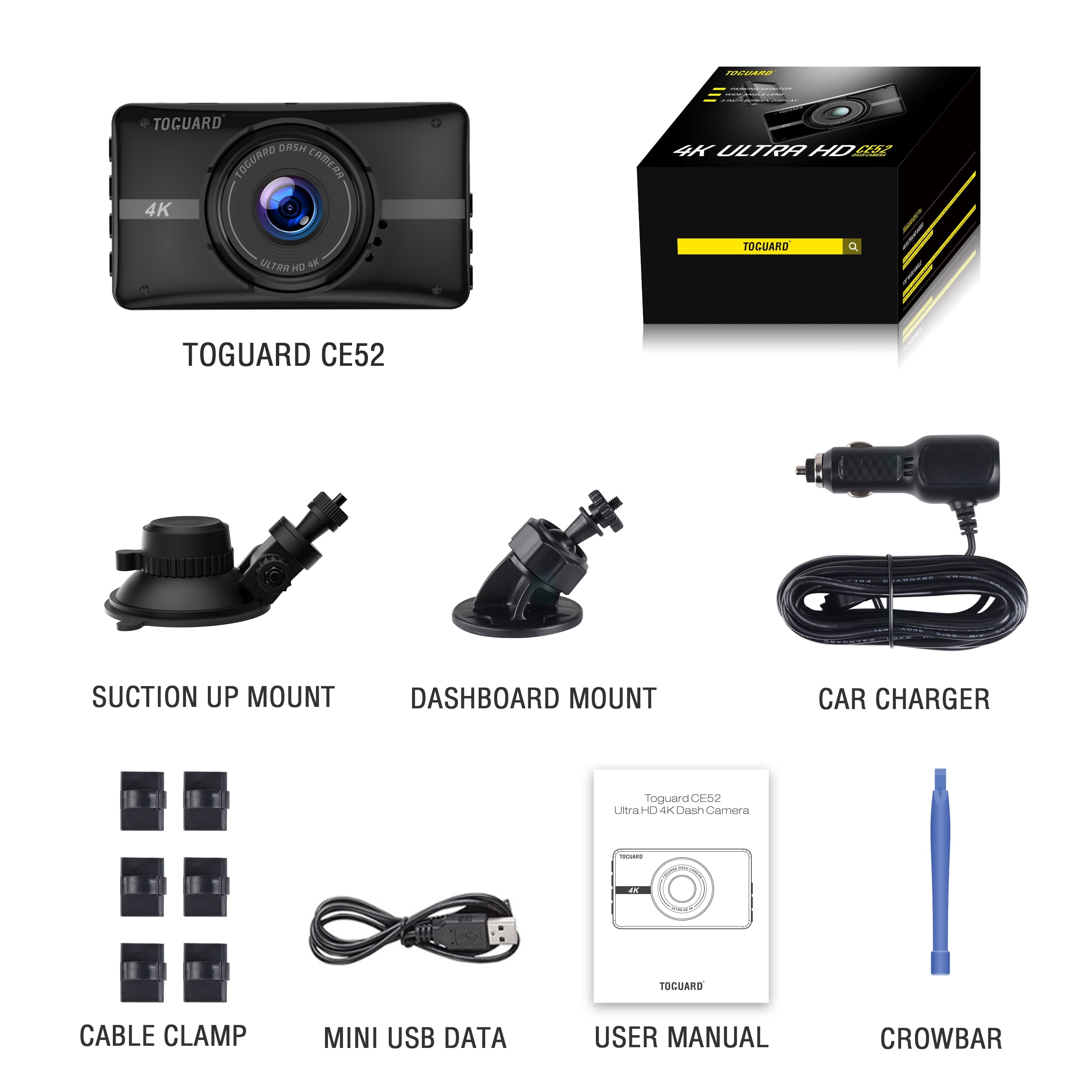 Dash Cam, 4K UHD Front Dash Camera，3'' Car Camera with 170° Wide Angle, WDR, G-Sensor, Parking Mode