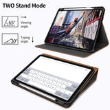 Case for Ipad Pro 12.9 2022 6Th/5Th/4Th/3Rd Generation with Pencil Holder Pocket Folio Stand Cover Soft TPU Back Shockproof, Auto Sleep/Wake,Vegan Leather