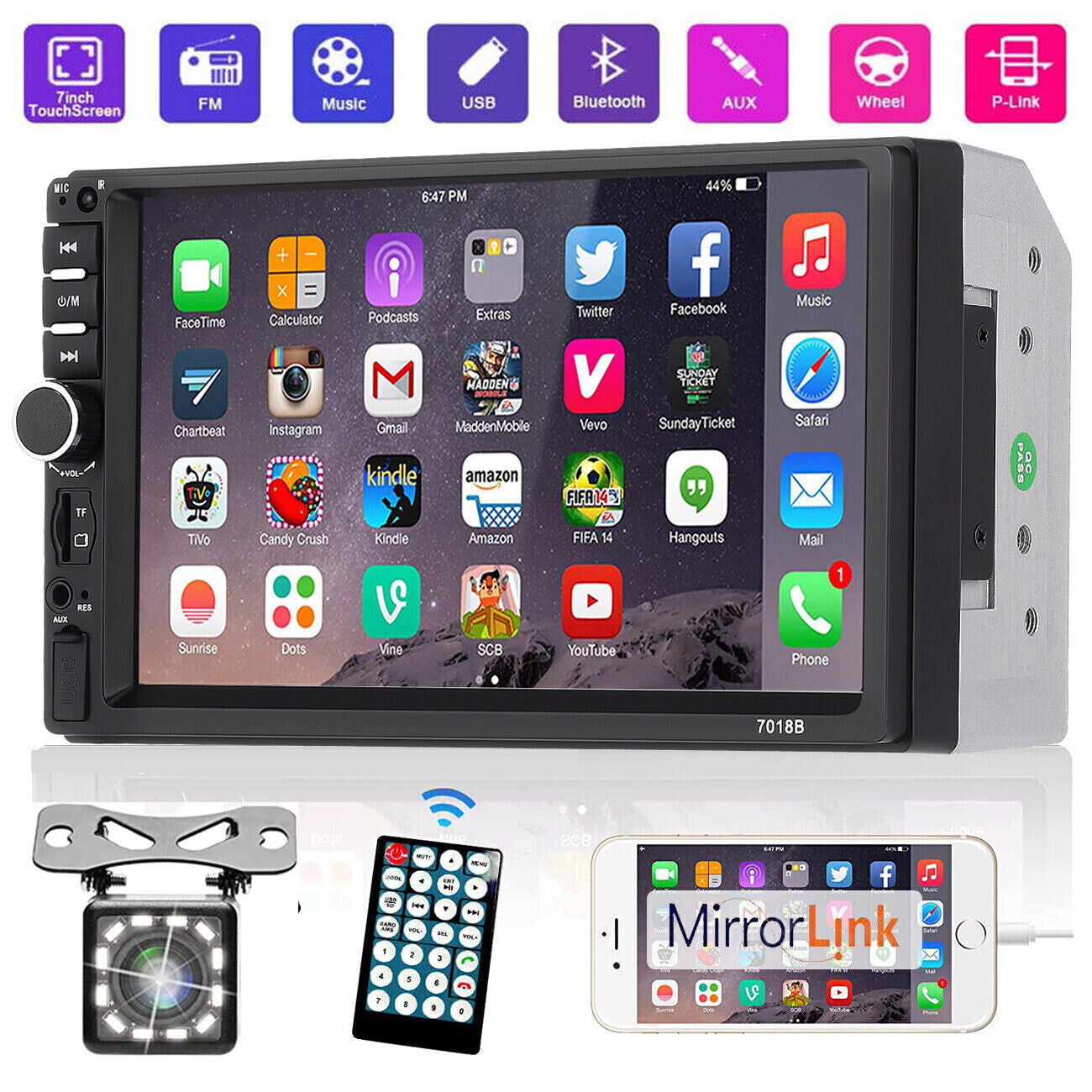 7" Radio Estereo De Pantalla Para Coche Carro Tactil Doble Din Android Bluetooth