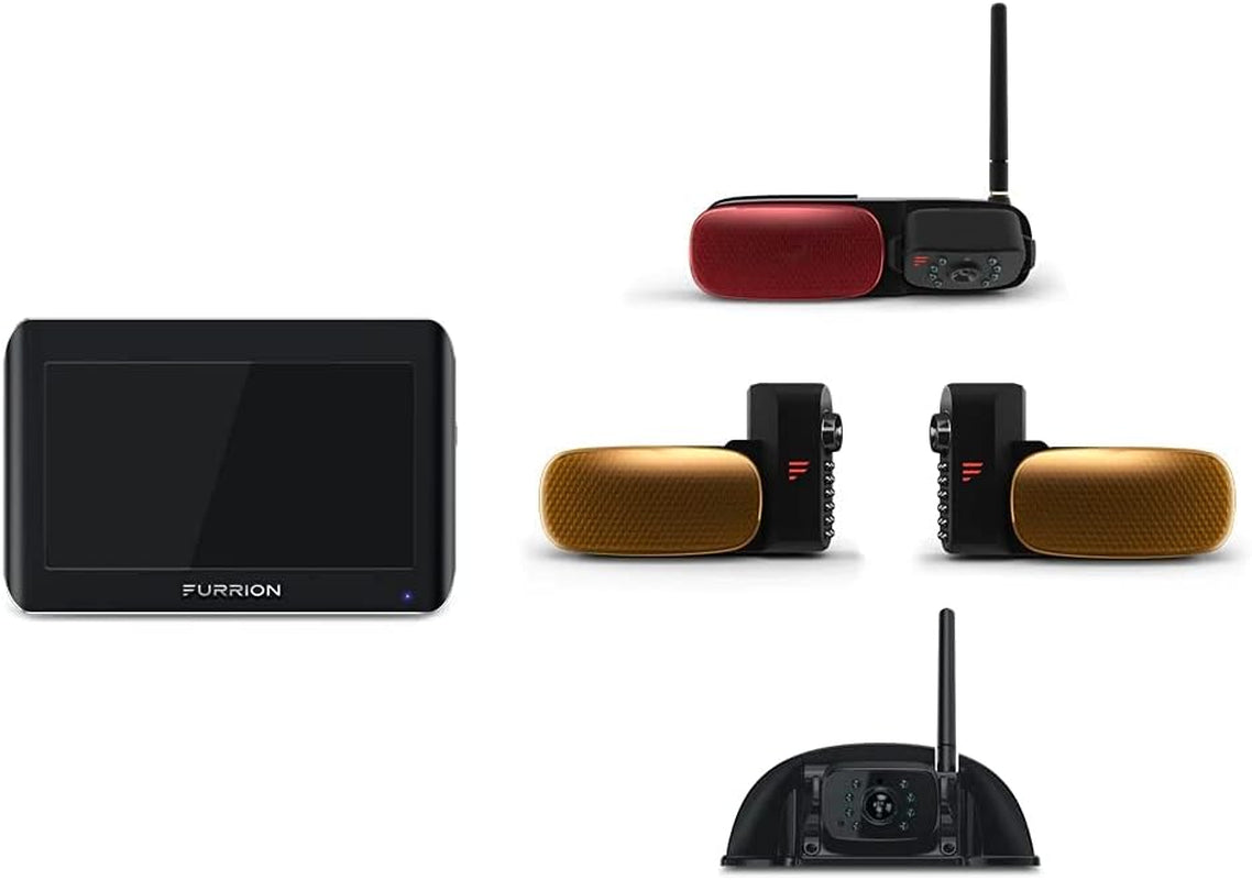 Vision S 4-Camera Wireless RV Backup System with 7-Inch Monitor, 1 Rear Sharkfin, 1 Doorway Security, 2 Side Cameras, Infrared Night Vision, Wide-Angle View, Hi-Res, Waterproof - FOS07TAPM