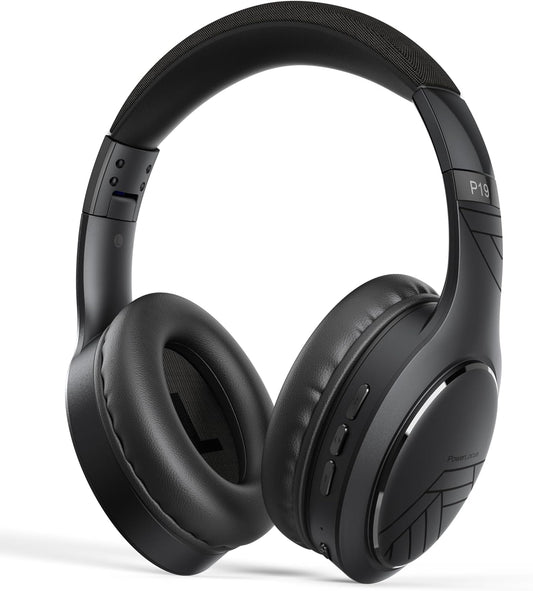 Bluetooth Over-Ear Headphones, Passive Noise Cancelling, 70Hrs Playtime, Foldable, Hi-Fi Deep Bass, Black