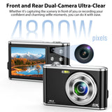 4K 48MP Digital Camera, Auto-Focus Vlogging Camera, with 32GB Card,Portable Youtube Small Camera, Suitable for Young Adults.