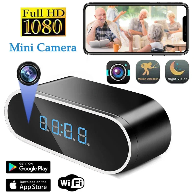 Full HD 1080P Alarm Clock Mini Camera Wireless Wifi Control DVR Camcorder Home Surveillance Monitor Video
