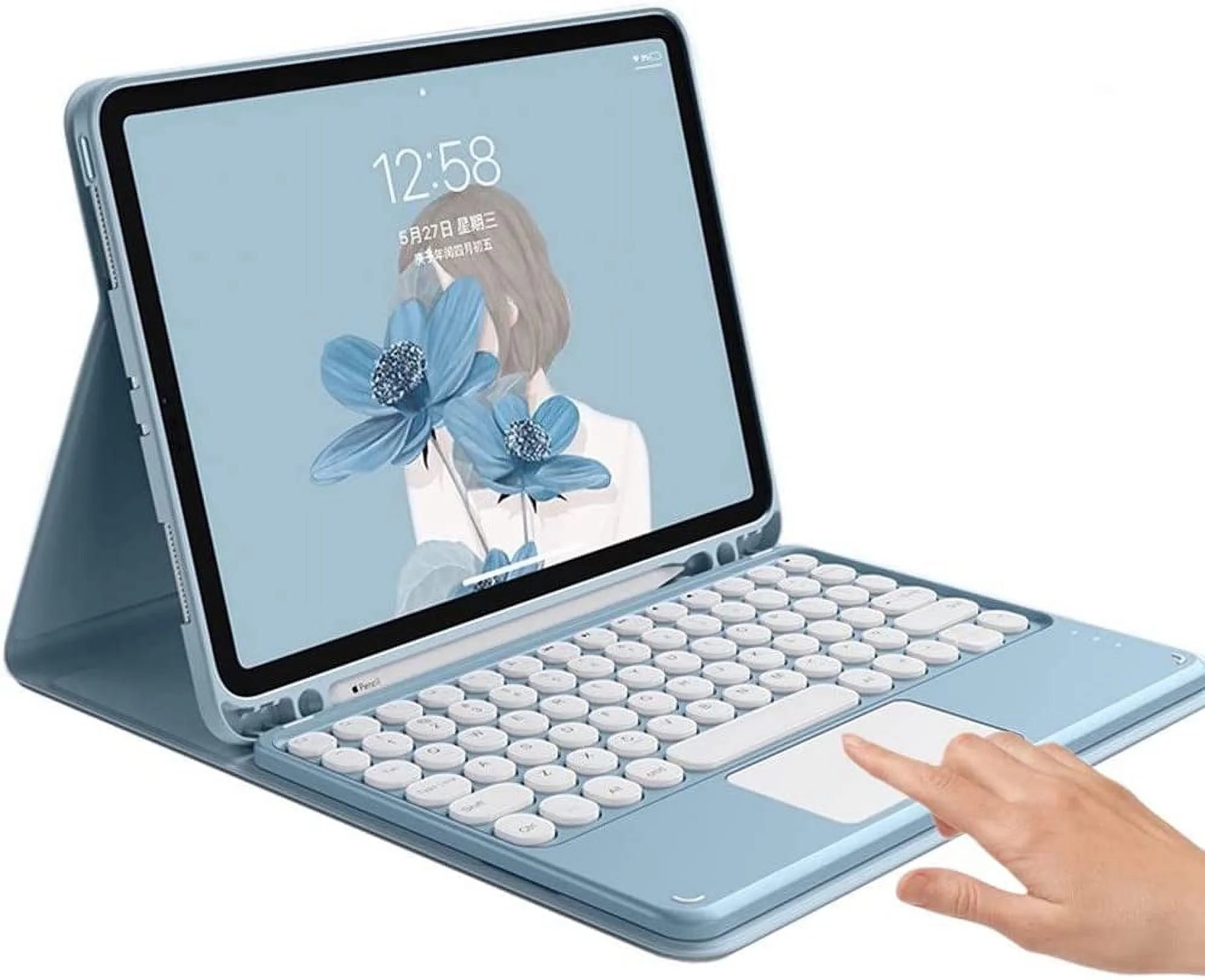 Ipad 10Th Generation 2022 Keyboard Case with Touchpad Cute round Key Color Keyboard Ipad 10 10.9 Inch Detachable Touch Keyboard Slim Smart Cover with Pencil Holder
