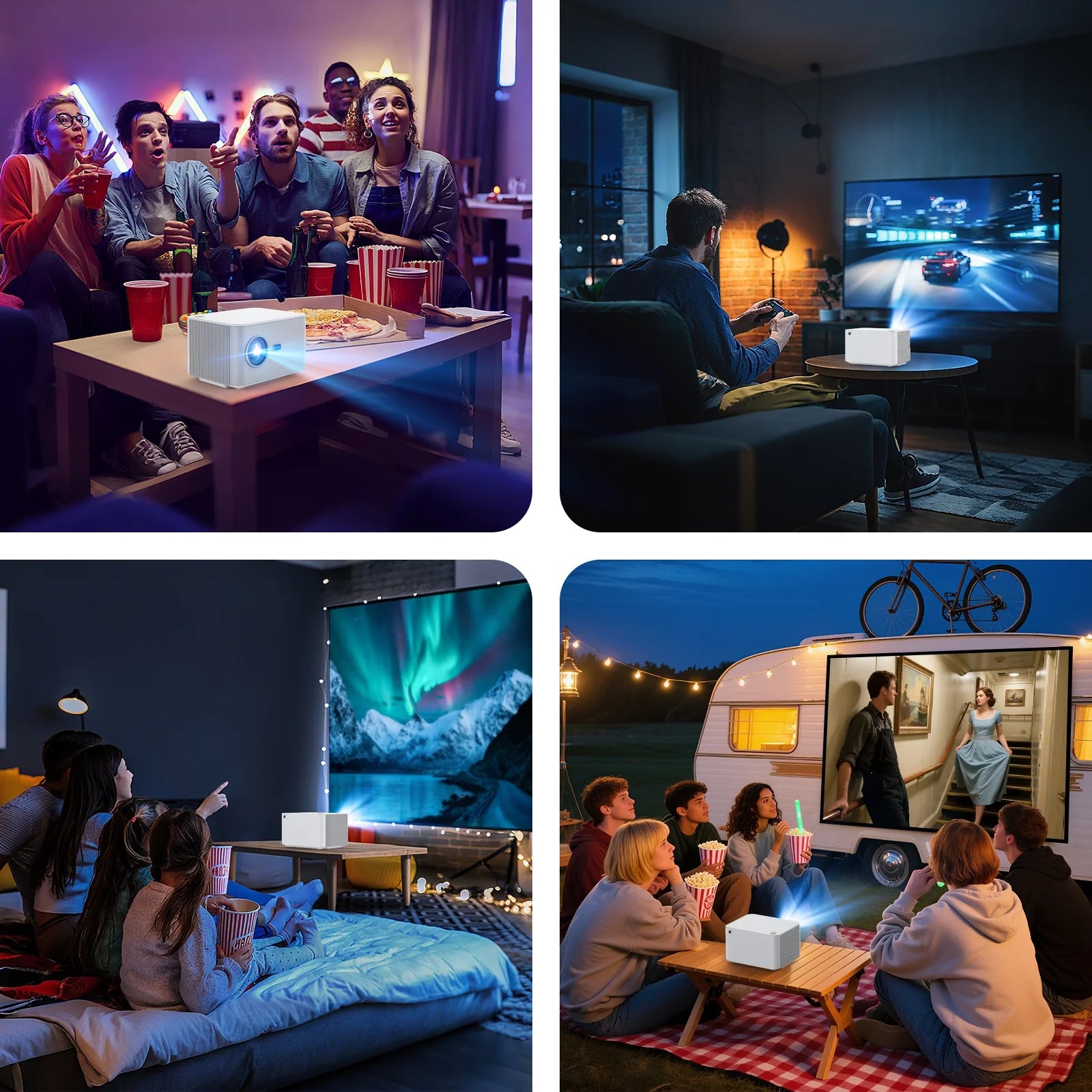 Built in Streaming Smart Projector and Fresnel 85% Alr Screen, Daylight Screen 100% Srgb Support 8K/4K, Home Projector Wifi 6 Bluetooth 5.4
