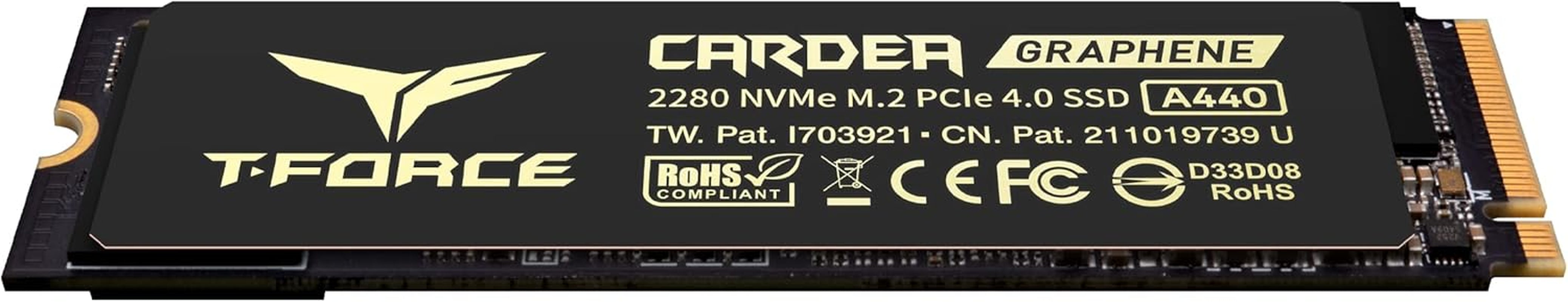 T-FORCE A440 Aluminum Heatsink 2TB DRAM SLC Cache 3D NAND TLC Nvme Pcie Gen4X4 M.2 2280 Internal SSD R/W 7000/6900 Mb/S TM8FPZ002T0C327