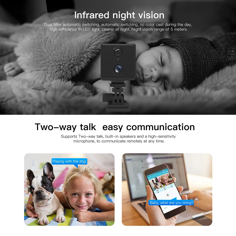 5MP Mini Camera 4G SIM Card Wifi Night Vision Home Security Surveillance Camcorder Voice Intercom Motion Detection CCTV Camera