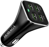 USB Car Charger Adapter, QC 3.0 Fast Car Charger, 4-Port Multi 9.6 Amp 48W Rapid Car Charger Compatible with Iphone 13/12/11 Pro Max, Samsung Galaxy S20 Ultra/Note20, LG, Pixel and More.