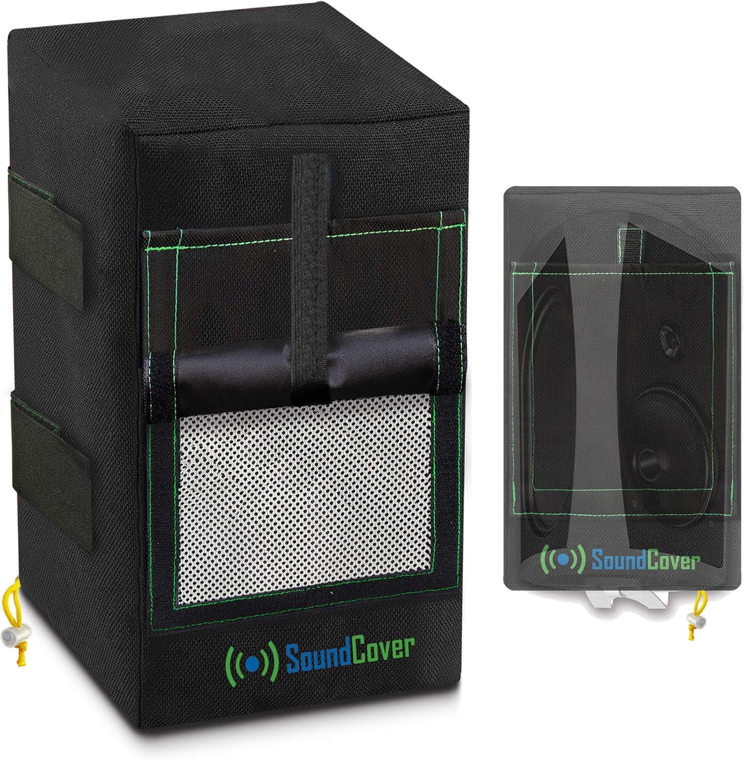Two Black Waterproof 600D Outdoor Speaker Covers for C-Bracket Mounted Speakers – Fits Klipsch AW-650, Polk Atrium 8 SDI, Definitive Technology AW 6500 (Max Dimensions: H 15" X W 9.45" X D 11")