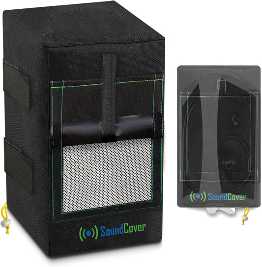 Two Black Waterproof 600D Outdoor Speaker Covers for C-Bracket Mounted Speakers – Fits Klipsch AW-650, Polk Atrium 8 SDI, Definitive Technology AW 6500 (Max Dimensions: H 15" X W 9.45" X D 11")