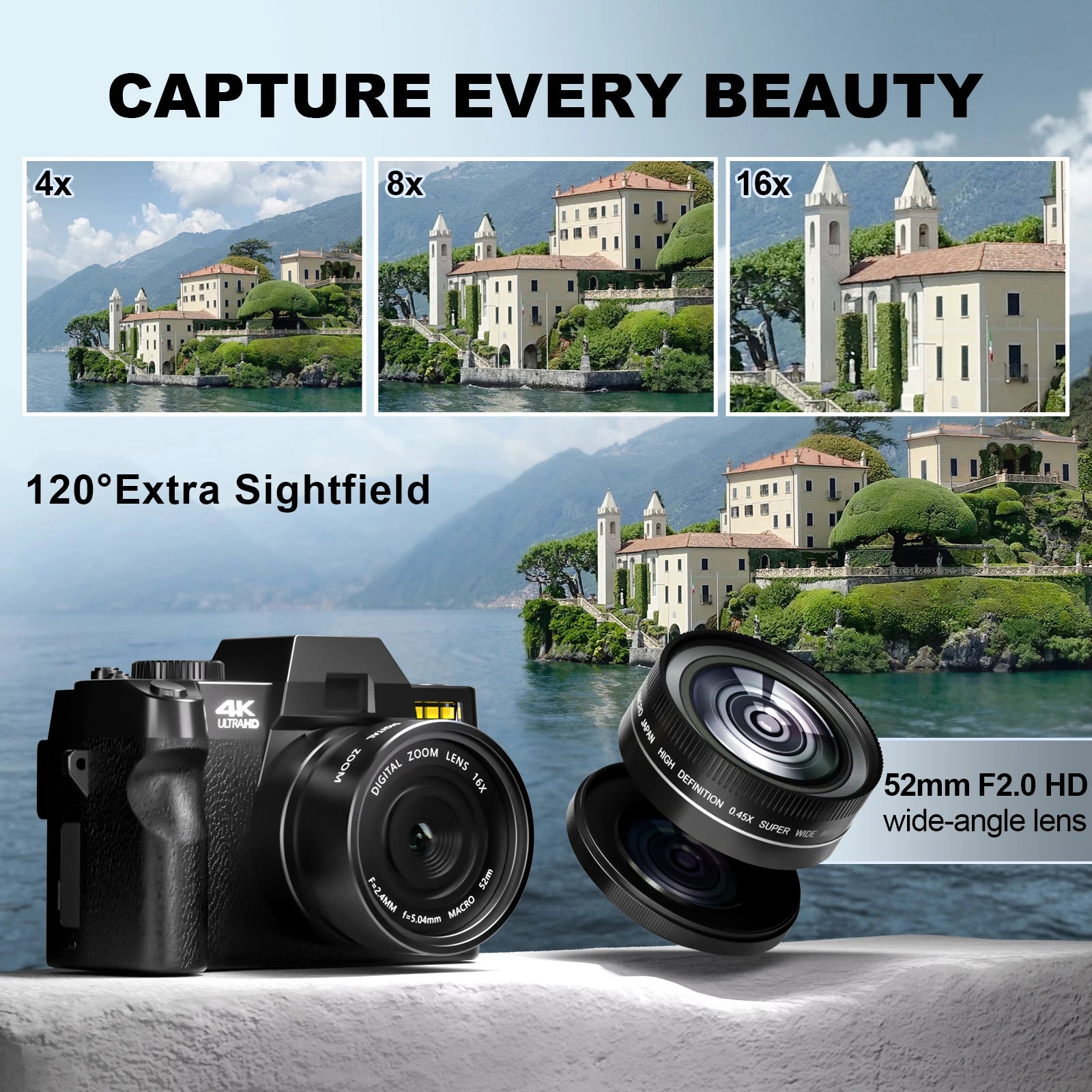 48MP Digital Cameras for Photography with Wifi & App Control,4K Autofocus Vlogging Camera , Anti-Shake, Dual Batteries