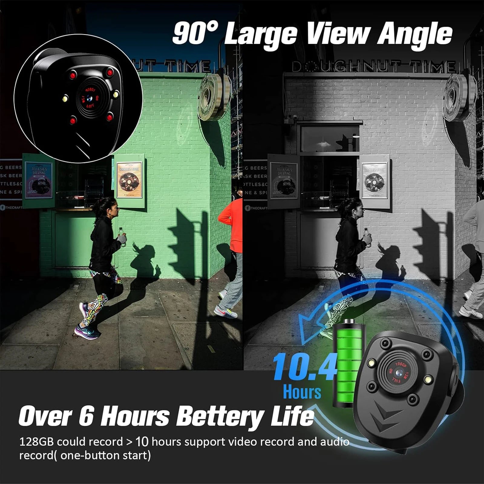 Mini Body Camera Video Recorder Built-In 32GB Memory Card with Night Vision IR & Loop Record HD 1080P, 4-6 HR Battery Life Wear