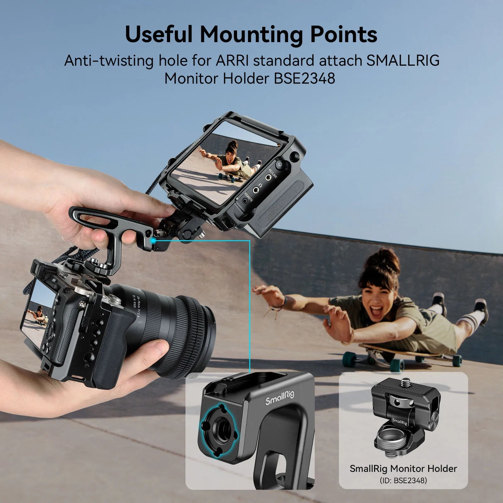 Mini Top Handle with Cold Shoe Mount for for Mirrorless/Digital Cameras/Other Small Cameras (1/4”-20 Screws) - 2756