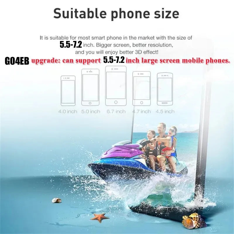 G04EB VR Glasses 3D Virtual Reality Glasses Google Cardboard Box Stereo Mic Headset Helmet for 5.5-7.2" Phone,Support Joystick
