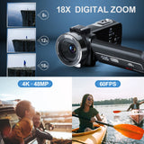 4K Video Camera Camcorder UHD 48MP Wifi IR Night Vision Vlogging Camera for Youtube