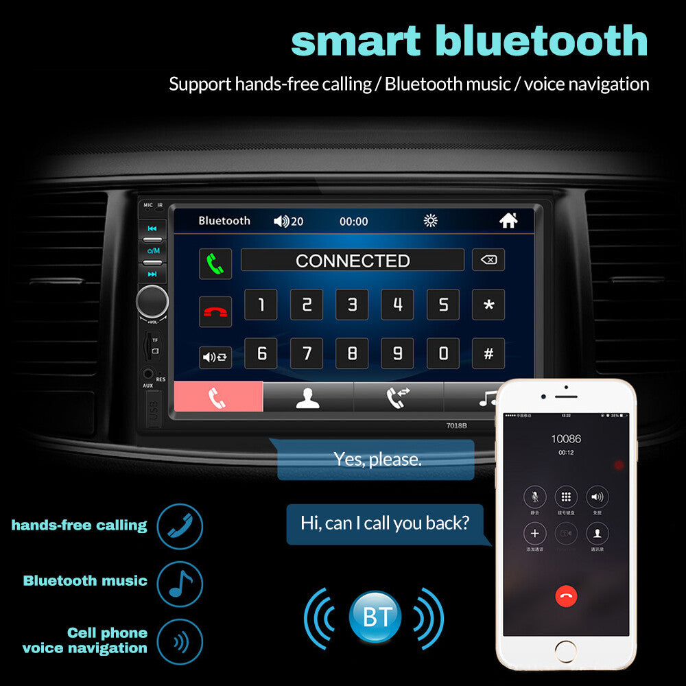 7" Radio Estereo De Pantalla Para Coche Carro Tactil Doble Din Android Bluetooth