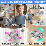 Mini Drone for Kids, Beginner-Friendly Quadcopter with 20 Colorful LED Light Modes, 3D Flips, Headless Mode, Propeller Guards, 2 Rechargeable Batteries