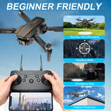 Drone with 4K Camera VR, FPV Drone Quadcopter with Brushless Motor, Headless Mode, Optical Flow, Altitude Hold, Foldable Mini Drone for Adults/Kids, Black